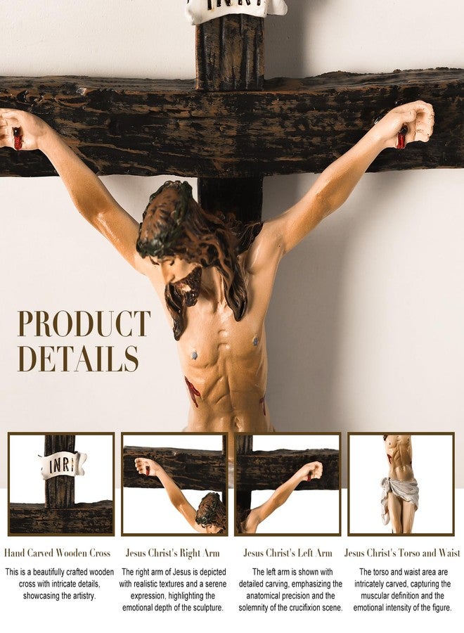 TALPGOD Crucifix Wall Cross,Jesus Cross Home Décor,Jesus Statue Catholic Hanging Crosses for Wall Art,Religious Wall Crucifix Decor,Crucifijos Catolicos Crosses Wall Decor 10 Inch - Image 3