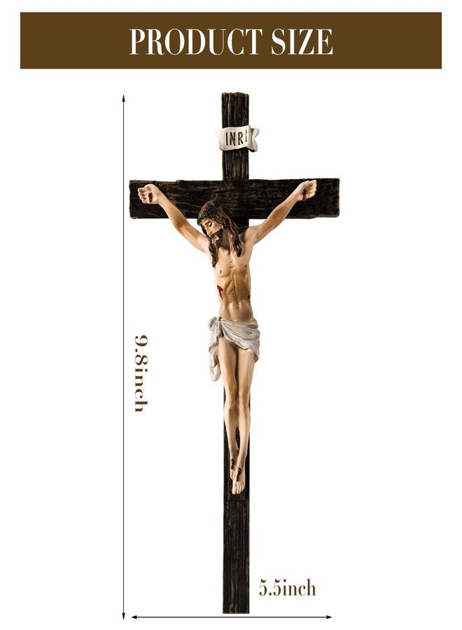 TALPGOD Crucifix Wall Cross,Jesus Cross Home Décor,Jesus Statue Catholic Hanging Crosses for Wall Art,Religious Wall Crucifix Decor,Crucifijos Catolicos Crosses Wall Decor 10 Inch - Image 2