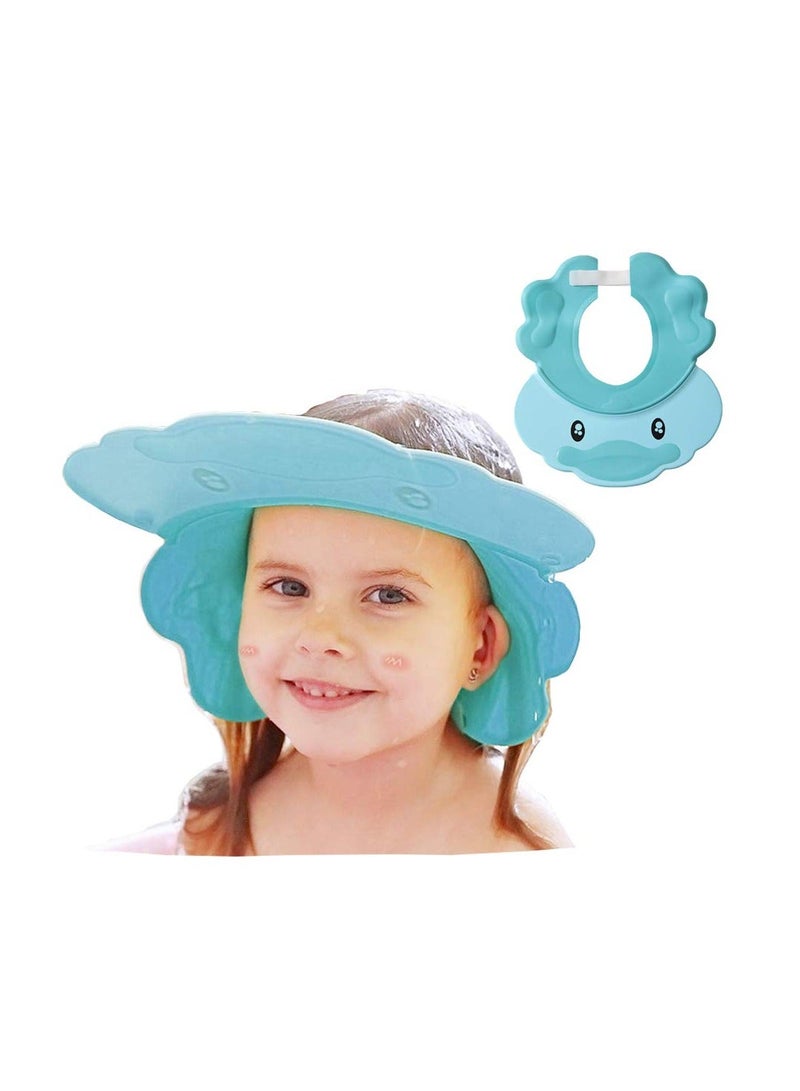 NIBEMINENT Baby Shower Cap, Blue Adjustable Silicone Shampoo Bath Waterproof Bathing Hat, Infants Soft Protection Safety Protect Eye Ear, for Toddlers Kids Children - Image 1