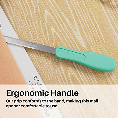 Uncommon Desks Office Letter Opener - Stainless Steel Knife-Edge Blade, Ergonomic Grip Handle (Mint Green, 1 Pieces) - Image 4