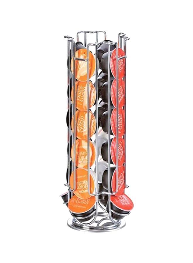 Y&D 4 Row Rotatable Coffee Capsule Storage Rack Silver 11.8x34cm