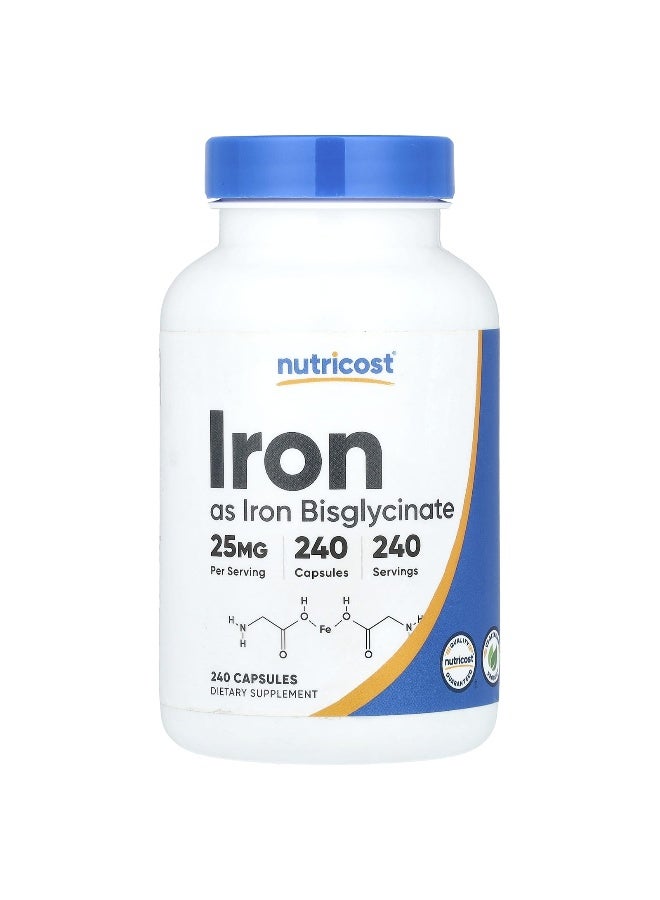 Nutricost, Iron, 25 mg , 240 Capsules (Packaging may vary) - Image 1