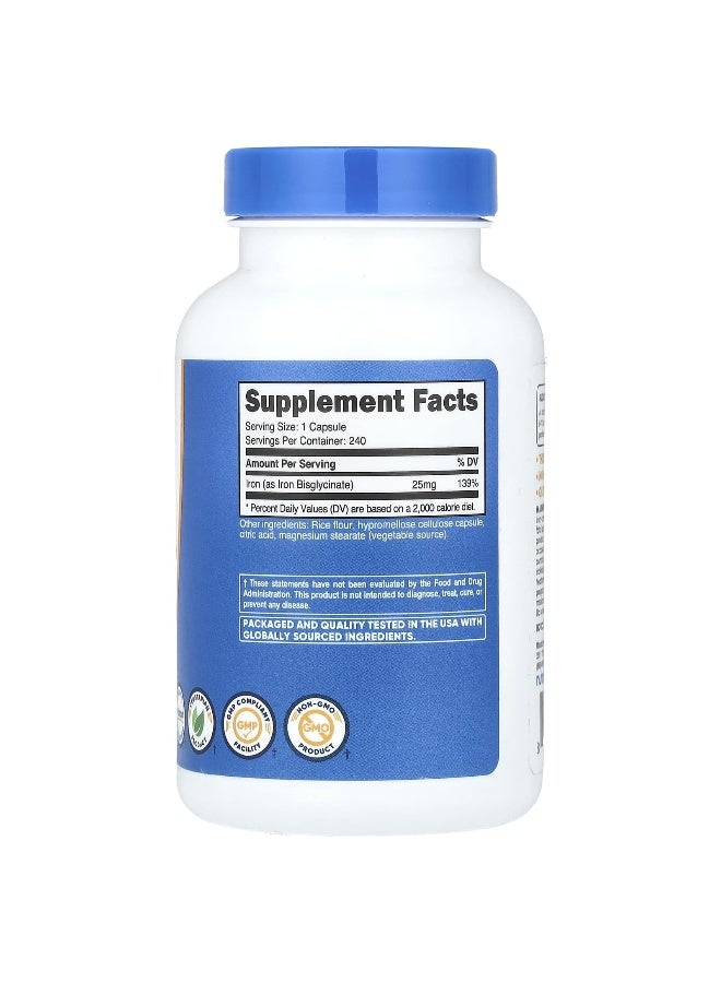 Nutricost, Iron, 25 mg , 240 Capsules (Packaging may vary) - Image 2