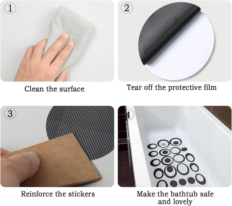 Tenare 45 Pieces Non Slip Bathtub Stickers for Adults Adhesive Anti Slip Oval Bath Treads Stickers Traction to Tubs Shower Traction Decals Appliques for Bath Showers Pools Boats Stairs(Gray) - Image 4