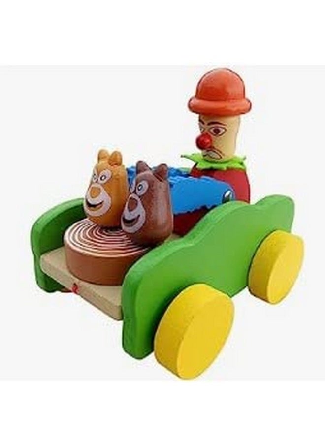 Smartcraft Smartcraft Wooden Drum Musical Pull Along Toy, Baby Early Walking Pull Toy, Rope Toy for Babies, Walking Toy Vehicle for Babies Wood, Multi Color (Pack of 1) (Joker)  - Image 4