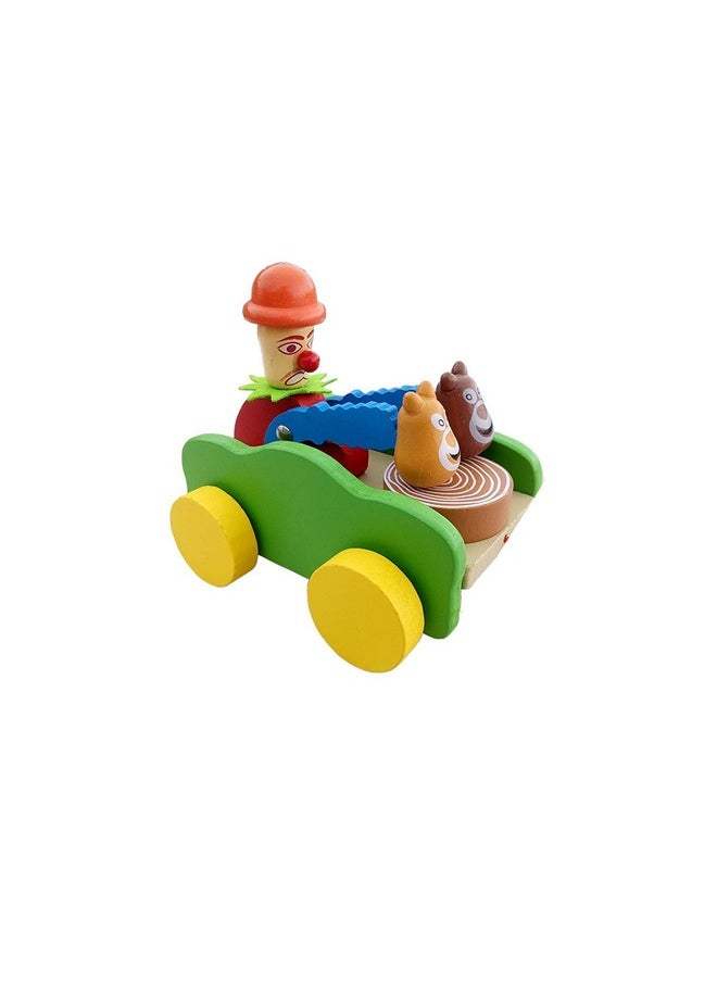 Smartcraft Smartcraft Wooden Drum Musical Pull Along Toy, Baby Early Walking Pull Toy, Rope Toy for Babies, Walking Toy Vehicle for Babies Wood, Multi Color (Pack of 1) (Joker)  - Image 2