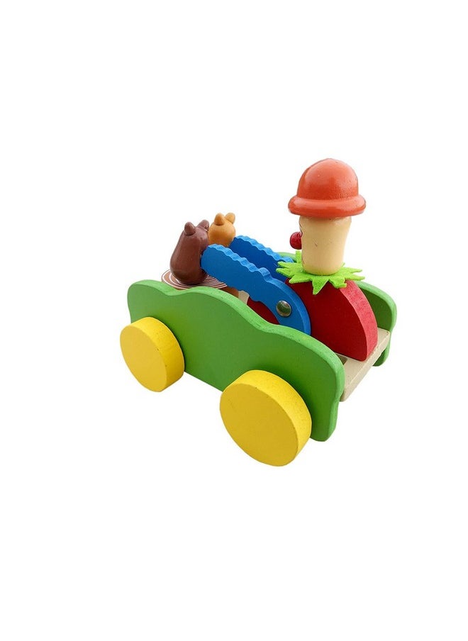 Smartcraft Smartcraft Wooden Drum Musical Pull Along Toy, Baby Early Walking Pull Toy, Rope Toy for Babies, Walking Toy Vehicle for Babies Wood, Multi Color (Pack of 1) (Joker)  - Image 5