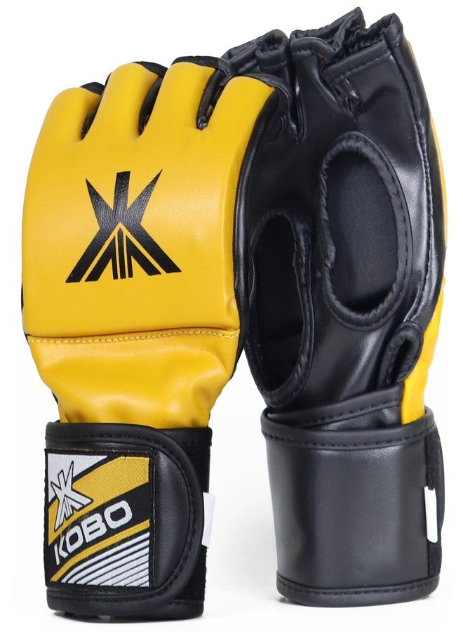 Kobo MMA Gloves for Martial Arts Sparring P.U Leather Open Palm Training Grappling Mitts | Great for Cage Fighting Punching Bag Muay Thai & Kick boxings - Image 2