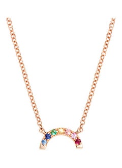14K Rose Gold and 0.06 TCW Multi Stone Rainbow Necklace for Women One Size