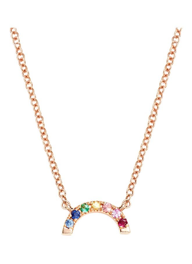 EF Collection - 14K Rose Gold and 0.06 TCW Multi Stone Rainbow Necklace for Women One Size - Image 1