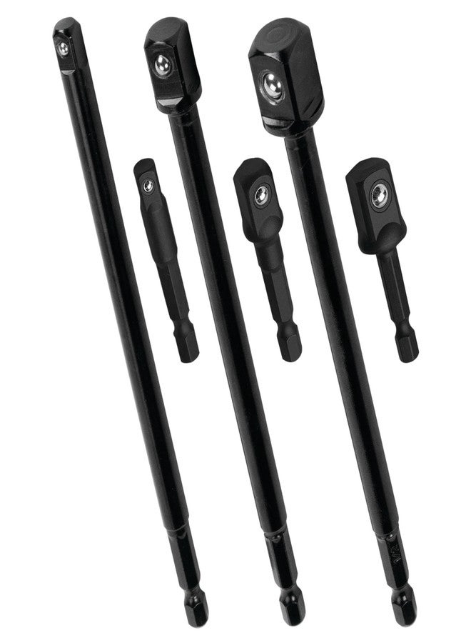 بيرفورمانس تول مجموعة محولات المقبس W9032 من Performance Tool بقياس 2 بوصة و6 بوصات - 6 قطع، مصنوعة من فولاذ مقاوم للصدمات، متوافقة مع مختلف أنواع المقابس - Image 1