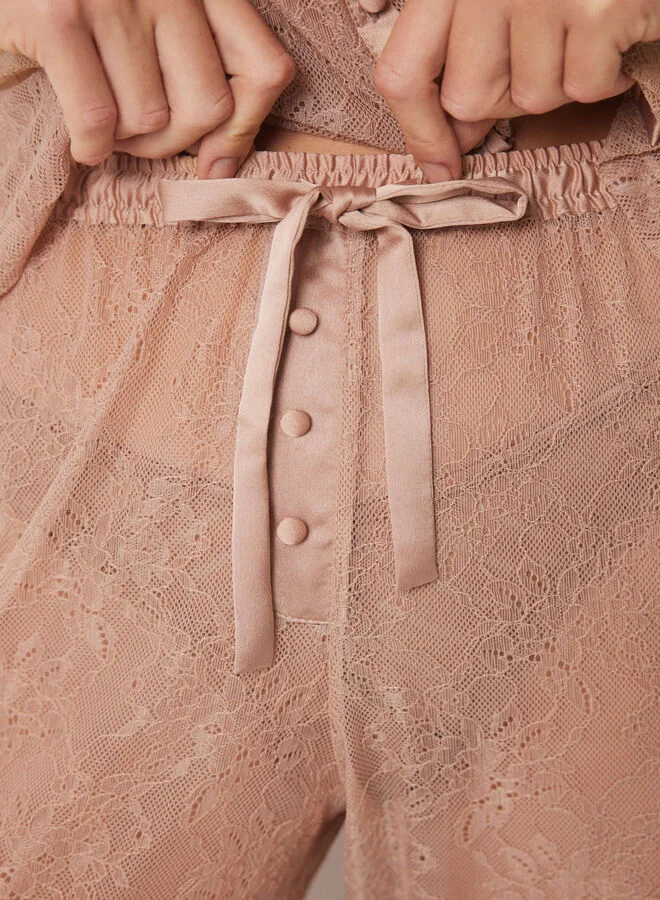 women'secret Long Nude Lace Pajamas