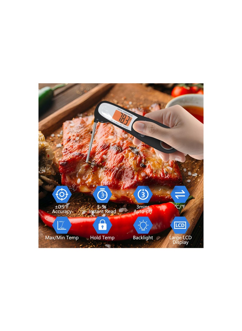 SYOSI - Meat Thermometer with Probe, Instant Read Food Thermometer for Cooking Waterproof, Backlight, Ultra-Fast Accurate, Accessories with Backlight & Calibration for Candy, BBQ Grill, Liquids, Beef, Turkey - Image 1