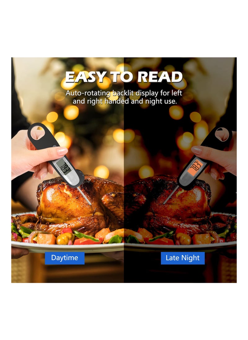 SYOSI - Meat Thermometer with Probe, Instant Read Food Thermometer for Cooking Waterproof, Backlight, Ultra-Fast Accurate, Accessories with Backlight & Calibration for Candy, BBQ Grill, Liquids, Beef, Turkey - Image 1