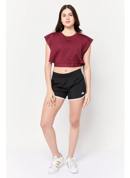 Adidas Women Sportswear Fit Cap Sleeve Training Crop Top, Maroon  - Image 2