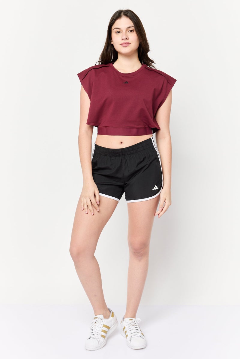 Adidas Women Sportswear Fit Cap Sleeve Training Crop Top, Maroon - Image 2