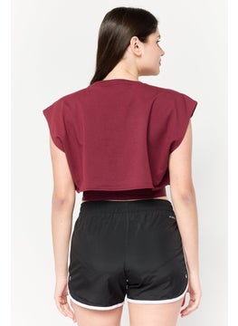 Adidas Women Sportswear Fit Cap Sleeve Training Crop Top, Maroon  - Image 3