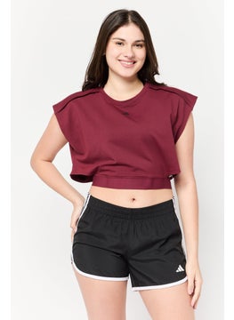 Adidas Women Sportswear Fit Cap Sleeve Training Crop Top, Maroon  - Image 1