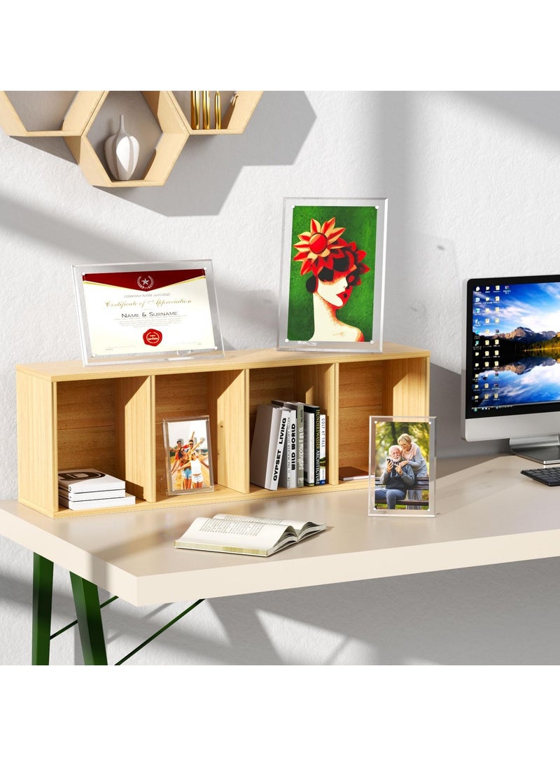 KASTWAVE - 3-Pack Acrylic Picture Frames 5x7, Clear Stand-Up Magnetic Frameless Lucite Frames, Transparent Floating Cubes for Home Office, Horizontal/Vertical Display - Image 1