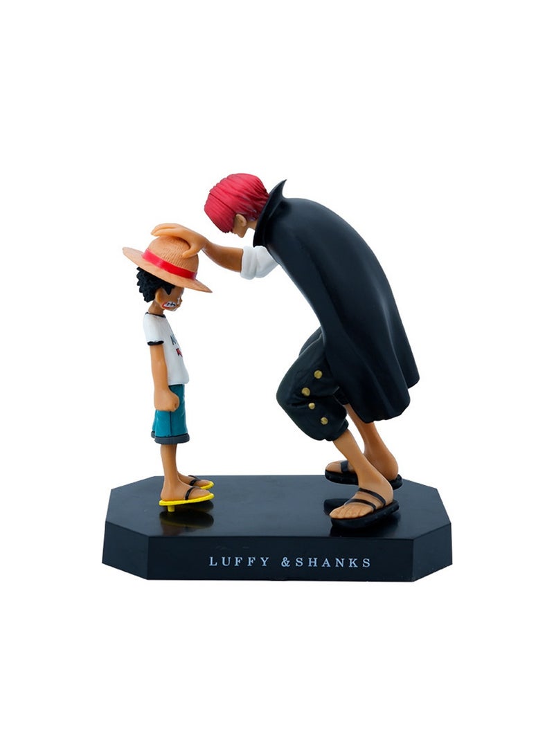 Sailing Animation Pirate Luffy Red Hair Shanks Pat Head Hand Model Straw Hat Luffy Red Hair Shanks Pat Head Scene Version Model Ornaments 18Cm  - Image 1