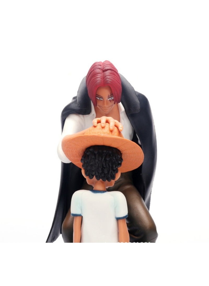 Sailing Animation Pirate Luffy Red Hair Shanks Pat Head Hand Model Straw Hat Luffy Red Hair Shanks Pat Head Scene Version Model Ornaments 18Cm  - Image 2