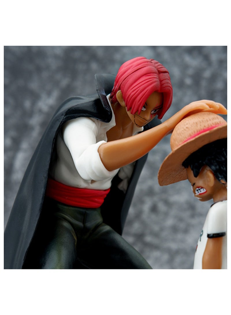Sailing Animation Pirate Luffy Red Hair Shanks Pat Head Hand Model Straw Hat Luffy Red Hair Shanks Pat Head Scene Version Model Ornaments 18Cm  - Image 3