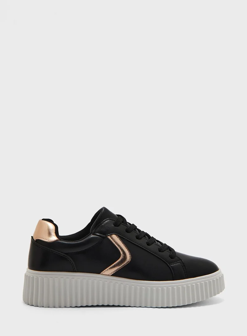 Ginger Metallic Detail Stacked Sole Sneaker