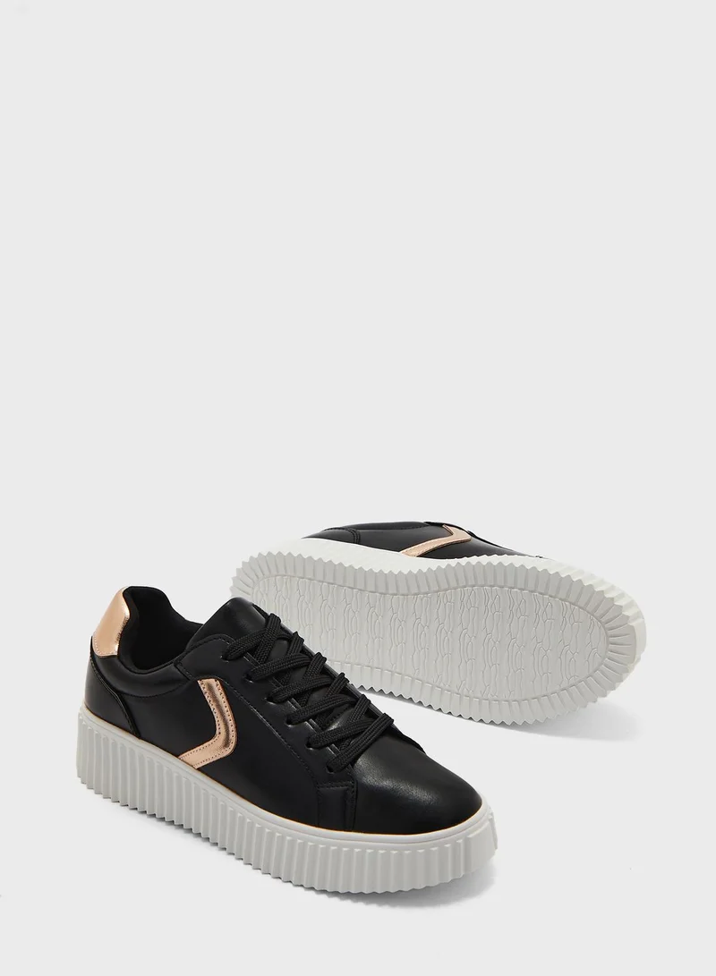Ginger Metallic Detail Stacked Sole Sneaker