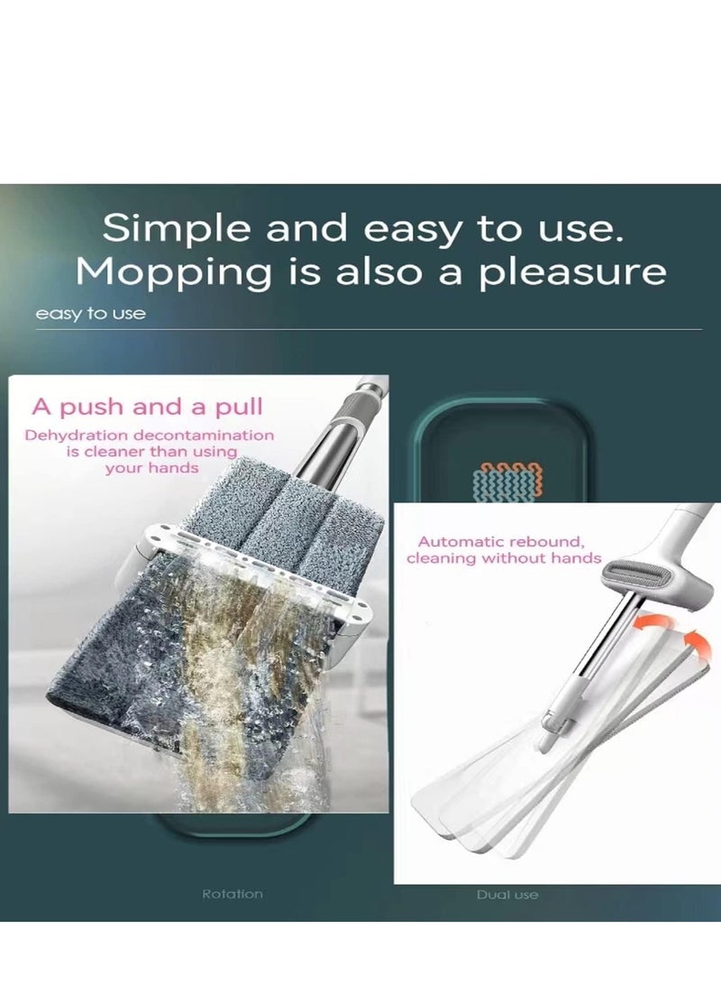 MIXDE 360 Hands-Free Self Wringing Floor Cleaning Mop, Flat Mop - Microfiber with 4 x Washable Pads, Hand Washing Free for Hardwood and Window, White - Image 3