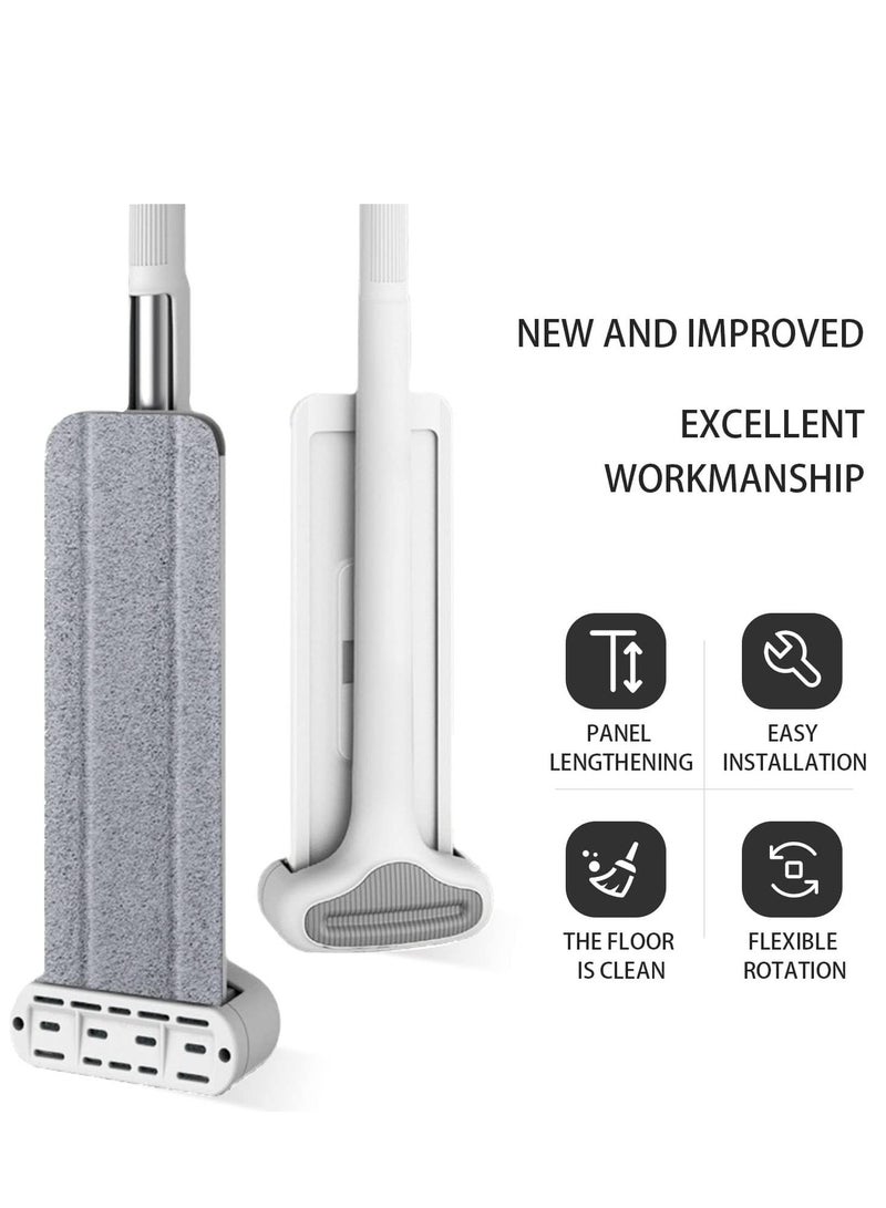 MIXDE 360 Hands-Free Self Wringing Floor Cleaning Mop, Flat Mop - Microfiber with 4 x Washable Pads, Hand Washing Free for Hardwood and Window, White - Image 4