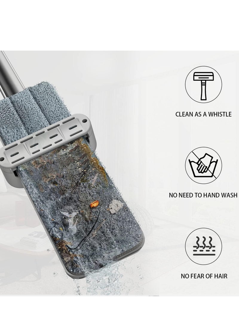 MIXDE 360 Hands-Free Self Wringing Floor Cleaning Mop, Flat Mop - Microfiber with 4 x Washable Pads, Hand Washing Free for Hardwood and Window, White - Image 5