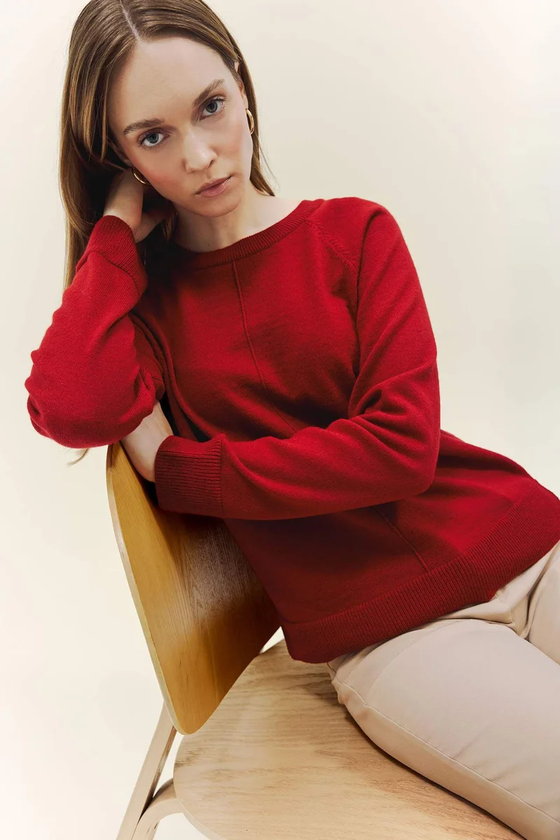ديفاكتو Wool Blend Regular Fit Crew Neck Knit Tunic