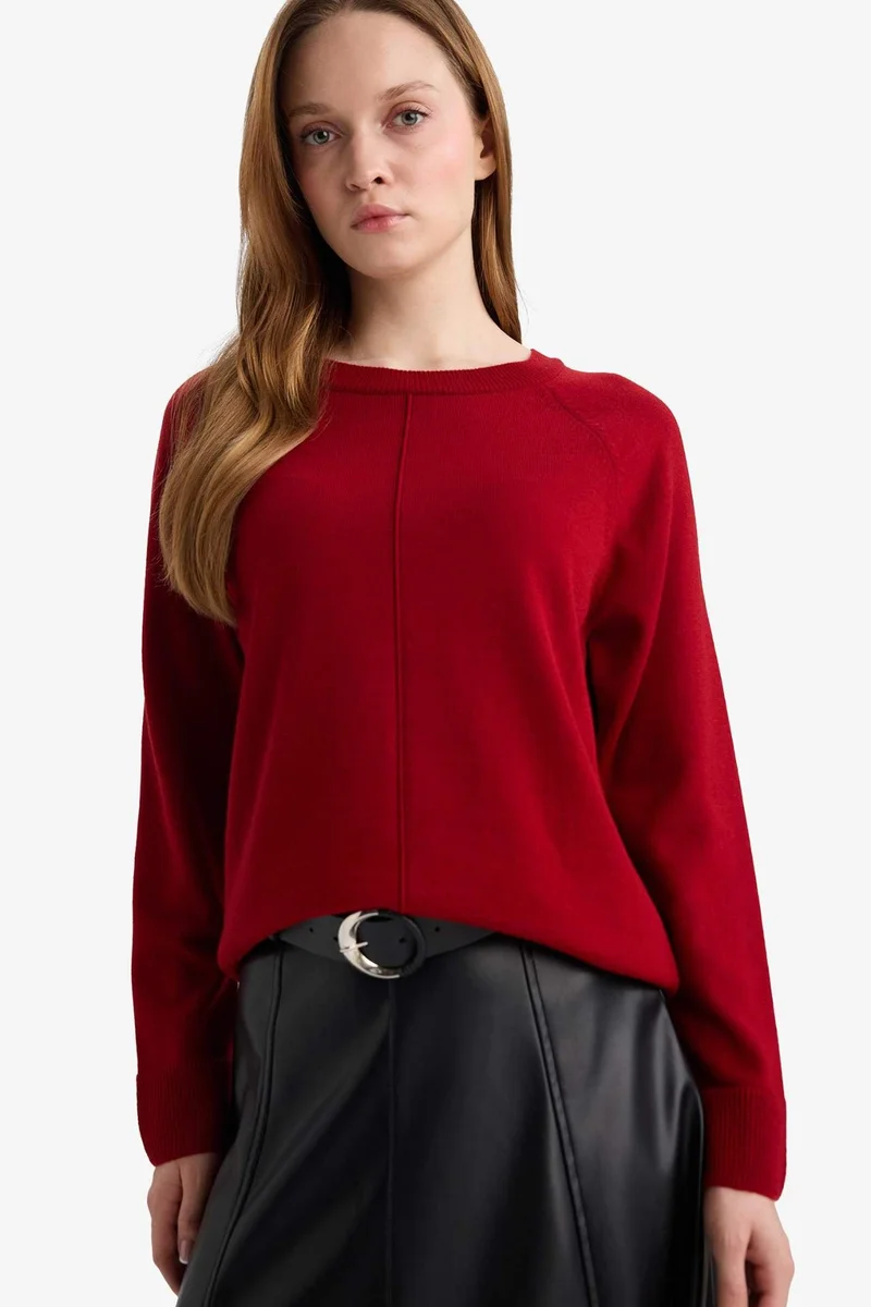 ديفاكتو Wool Blend Regular Fit Crew Neck Knit Tunic