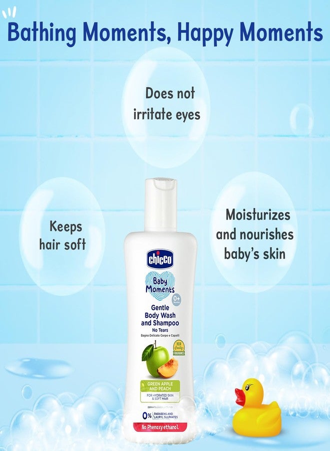 Chicco Baby Moments Gentle Bodywash & Shampoo with Green Apple & Peach, 100ml | Head-to-Toe | No Tears Formula | Hydrated Skin & Hair | Dermatologically Tested | Parabens & Phenoxyethanol Free - Image 1