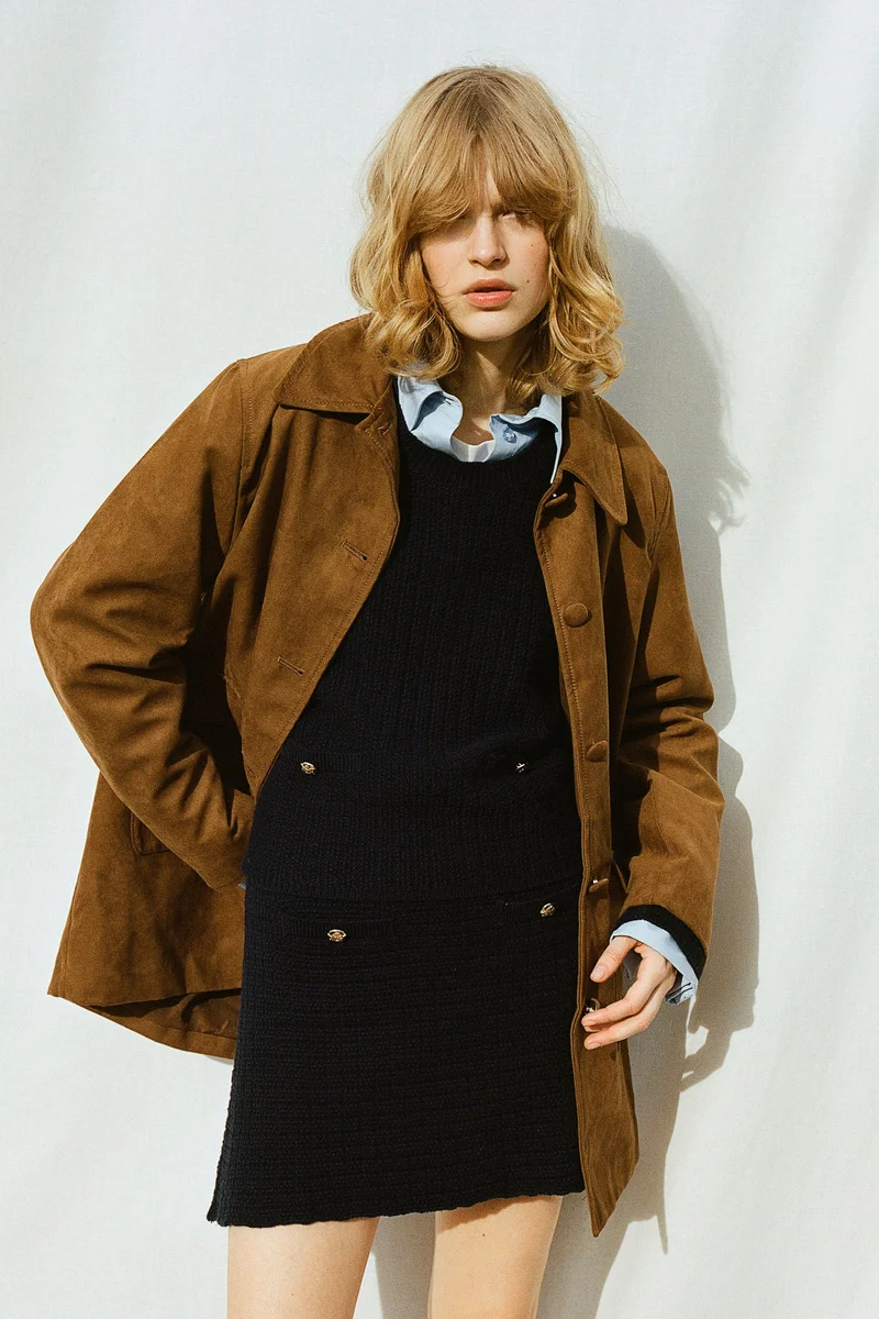 اتش اند ام تنورة محبوكة من الموسلين بقصّة A