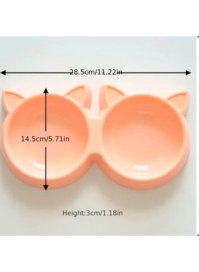 Pink Double Bowl Pet Cat And Dog Feeding Bowl With Anti Tipping And Large Capacity - Image 3