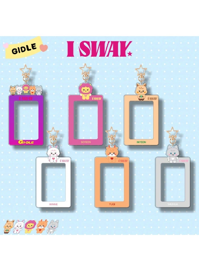 NIBEMINENT 1 - Piece （G)I-DLEKpop Photo Card Holder Pendant Key Chain ID Badge Holder ID Card Holder Photo Card Protector for School ID Office ID Access Card for Women Girls - Image 2