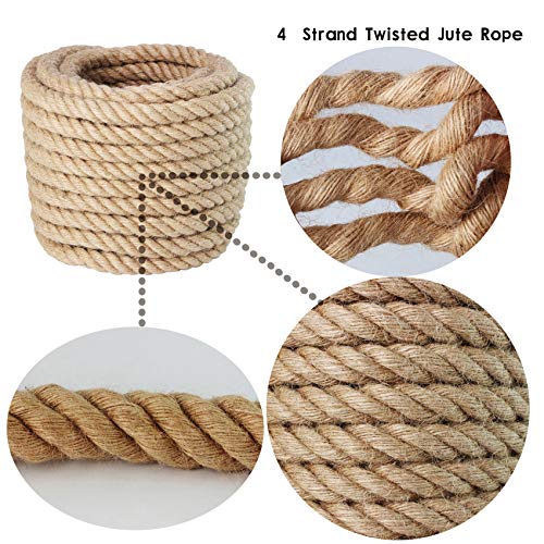 VEITHI Manila Rope 3/4 Inch x 100 Feet, Twisted Thick Rope for Landscaping, Crafts, Sporting,Marine, Projects and Tie-Downs - Image 3