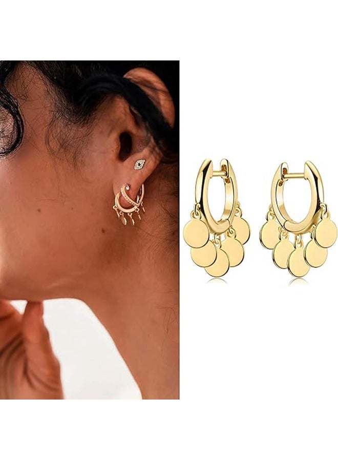 Mevecco Women Huggie Hoop Earrings Gold Ear Stud Cuff 14K Gold Filled Small Boho Beach Simple Delicate Handmade Hypoallergenic Jewelry Gift - Image 3