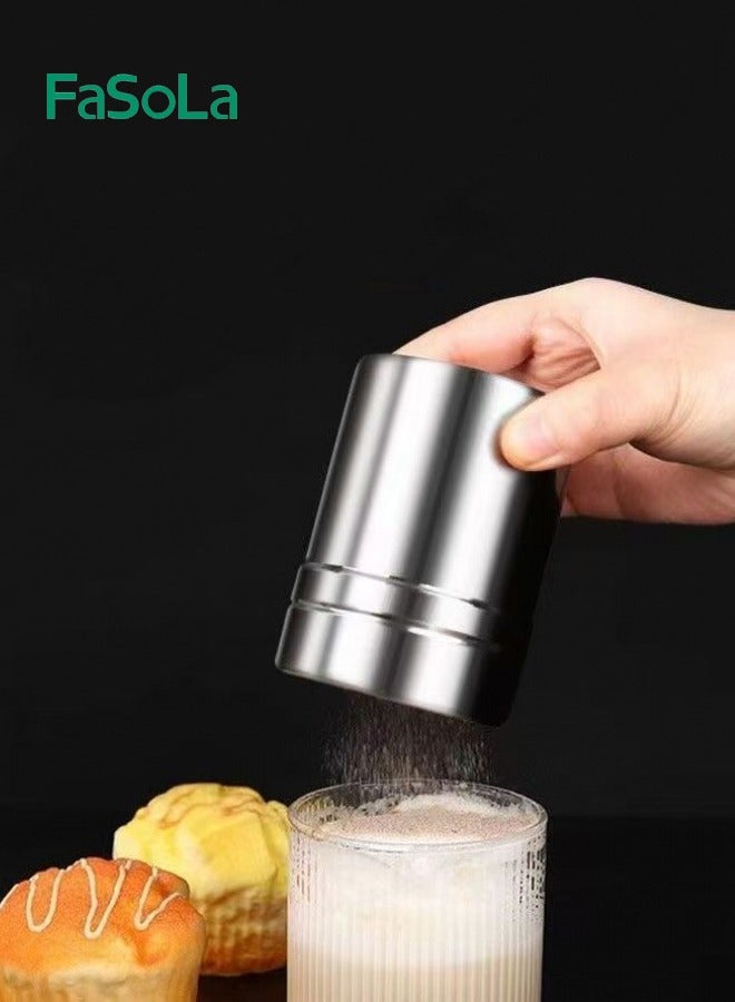Fasola Stainless Steel Sugar Maker Cocoa Powder and Coffee Sprinkles Sugar Canister with Lid Flour Mesh Sieve Sugar Mesh Seasoning Jar Flour Mesh Seasoning Jar 6.6*10cm - Image 2