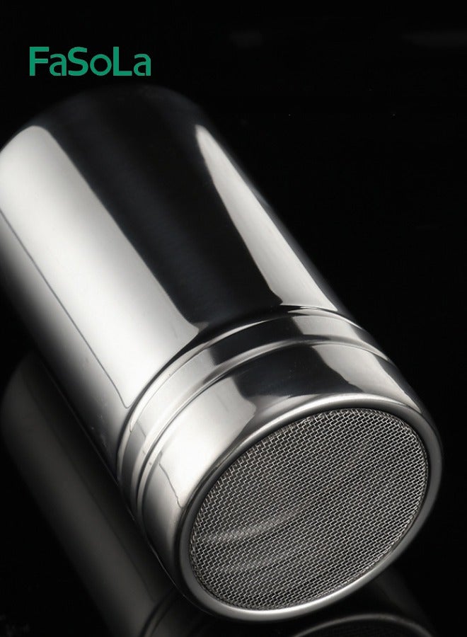 Fasola Stainless Steel Sugar Maker Cocoa Powder and Coffee Sprinkles Sugar Canister with Lid Flour Mesh Sieve Sugar Mesh Seasoning Jar Flour Mesh Seasoning Jar 6.6*10cm - Image 3