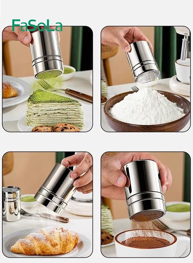 Fasola Stainless Steel Sugar Maker Cocoa Powder and Coffee Sprinkles Sugar Canister with Lid Flour Mesh Sieve Sugar Mesh Seasoning Jar Flour Mesh Seasoning Jar 6.6*10cm - Image 5