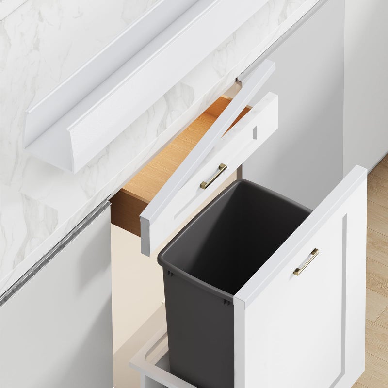 Magicheap Snugly Fit 18" Length Cabinet Door Protector, Flexible Slip-On Plastic Edge Guard, Thin Edge Protectors to Prevent Wear, Chipping, Discoloration, Cabinet Bumpers, 3/4" Thick,White,2 PCS - Image 1