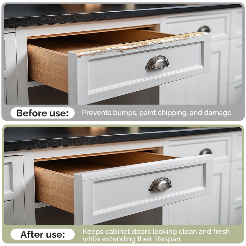 Magicheap Snugly Fit 18" Length Cabinet Door Protector, Flexible Slip-On Plastic Edge Guard, Thin Edge Protectors to Prevent Wear, Chipping, Discoloration, Cabinet Bumpers, 3/4" Thick,White,2 PCS - Image 4