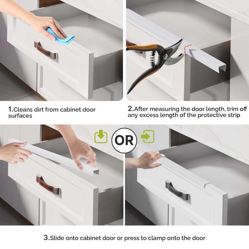 Magicheap Snugly Fit 18" Length Cabinet Door Protector, Flexible Slip-On Plastic Edge Guard, Thin Edge Protectors to Prevent Wear, Chipping, Discoloration, Cabinet Bumpers, 3/4" Thick,White,2 PCS - Image 5