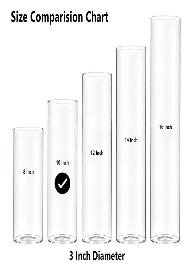 CYS EXCEL Clear Glass Cylinder Flower Vase (H:10" D:3") Hurricane Floating Candle Holder Table Wedding Centerpiece Home Decor - Image 3