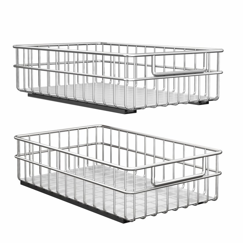 Stainless Steel Pull Out Cabinet Organizer118W x 165D x 47H2 Pack Minimalist Design Frame FullExtension Slide Rails Easy Installation for Pantry Organizers or Kitchen Cabinet Organizer