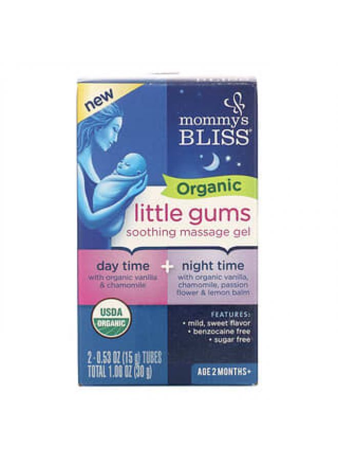 Mommy's Bliss Mommy's Bliss, Organic Little Gums, Soothing Massage Gel, Day/Night Pack , Age 2 Months+, 2 Tubes , 0.53 oz (15 g) Each