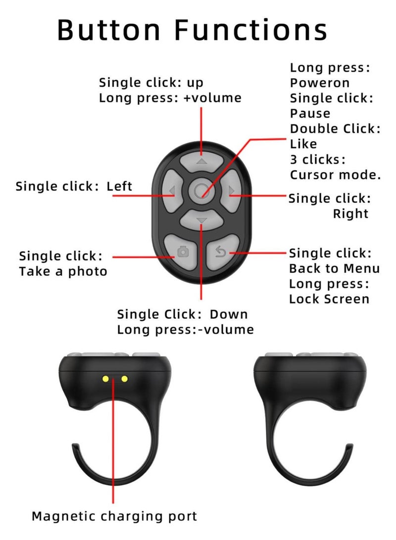 KASTWAVE Remote, Wireless Remote Control Page Turner with Charge Case, 3 In 1 Scrolling Control Page Turner Rechargeable Compatible with iOS - Image 5