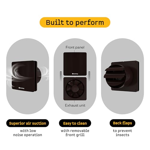 atomberg Studio Exhaust Fan 150mm (6 Inches) | BLDC Motor | 6.8W| Low Noise | 2000 RPM| Ideal for Bathroom,Kitchen | Easy to Clean | Installation-Round Cut (153mm) | 2 Years Warranty | Gloss Brown - Image 2